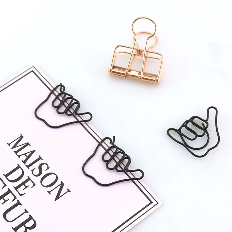 TUTU 20pcs hand Shape black Clips Kawaii Bookmark Memo Clip cute paper clips School Office Supplies escolar H0183