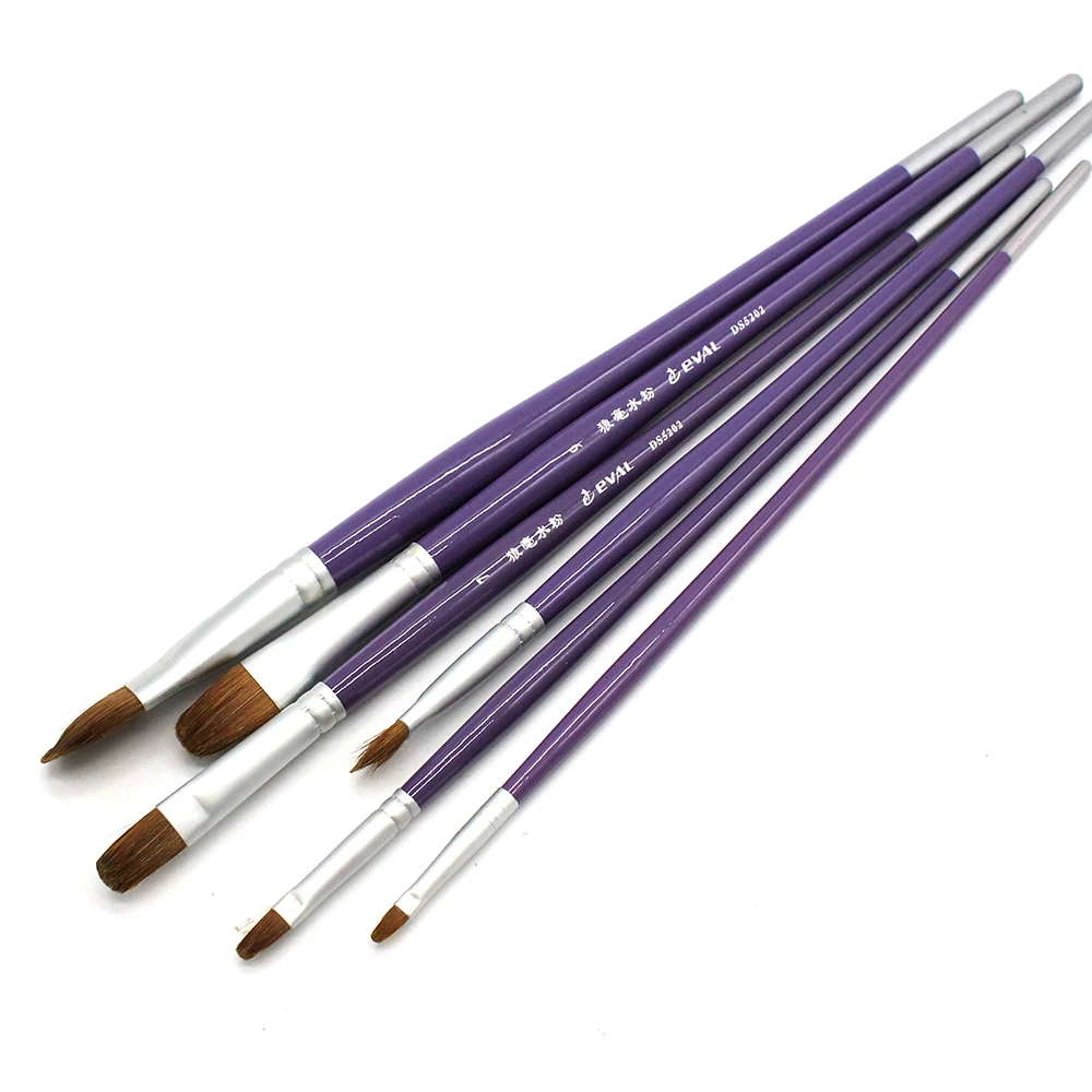 

High-Grade Weasel Hair Acrylic Ink Brush Peak Line Paintbrush Oil Painting Pen Drawing Art Set Stationery Supplies 6pcs set