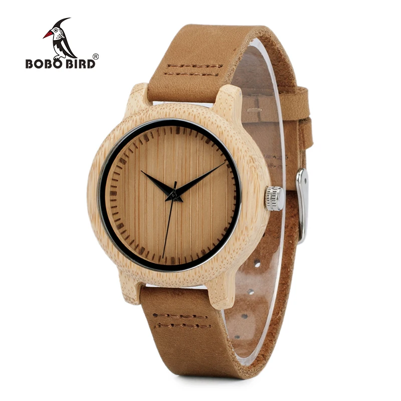 

BOBO BIRD V-A10 Uniqu Womens Bamboo Wooden Watch Quartz Outdoor Sport Watches With Genuine Leather Strap Montre Femme