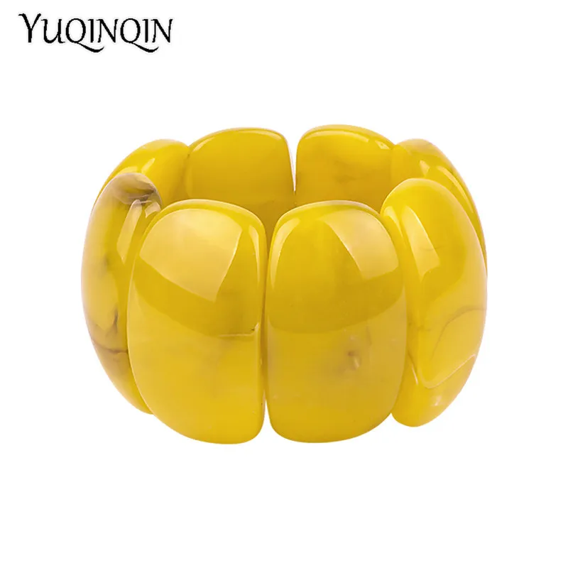 Classic Resin Cuff Fashion Big Bracelets Bangles for Women Stretch Acrylic Wide Geometric Bracelets Female Charm Simple Jewelry - view 2
