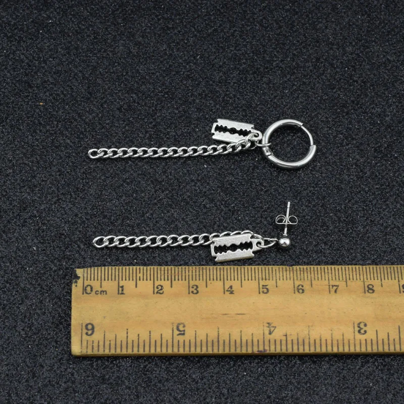 Razor Blade Earring titanium steel earring,guys jewellery,accessory, hipster, grunge style, punk,Male personality blade ear ring
