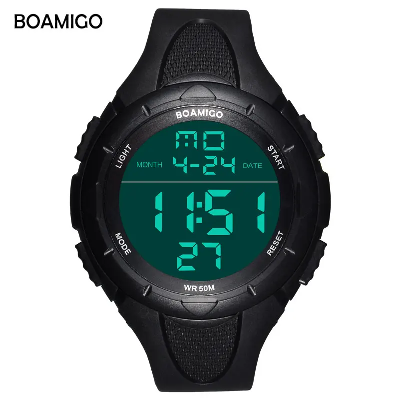 

BOAMIGO Brand large face Men Digital LED shock Sport Watches 50 M waterproof swim multifunction wristwatches Relogios Masculino