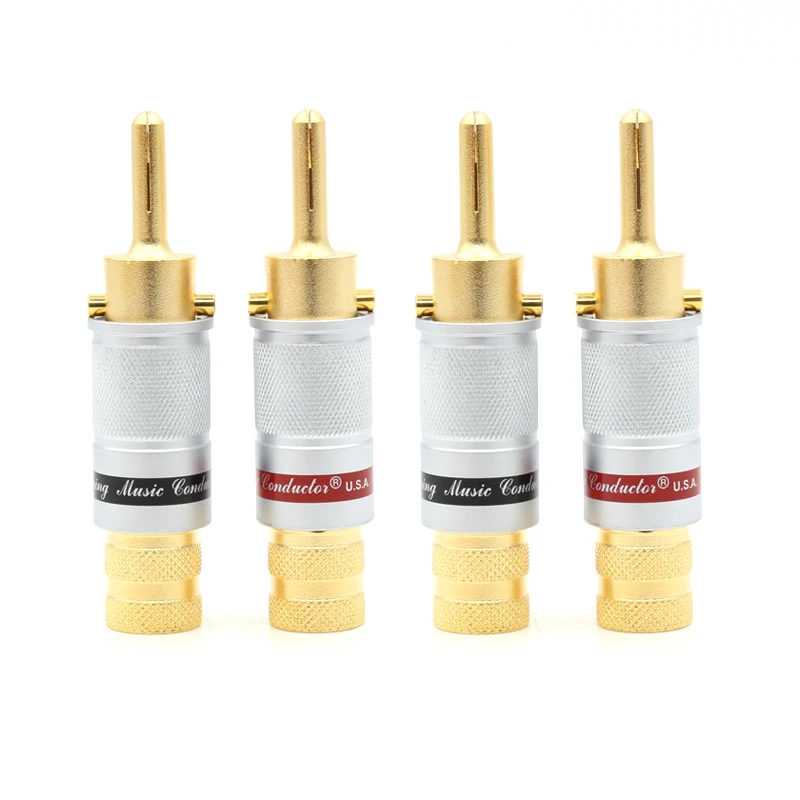 

4PCS 6008 Lockable banana plug speaker cable plug hifi Audio banana plug connector