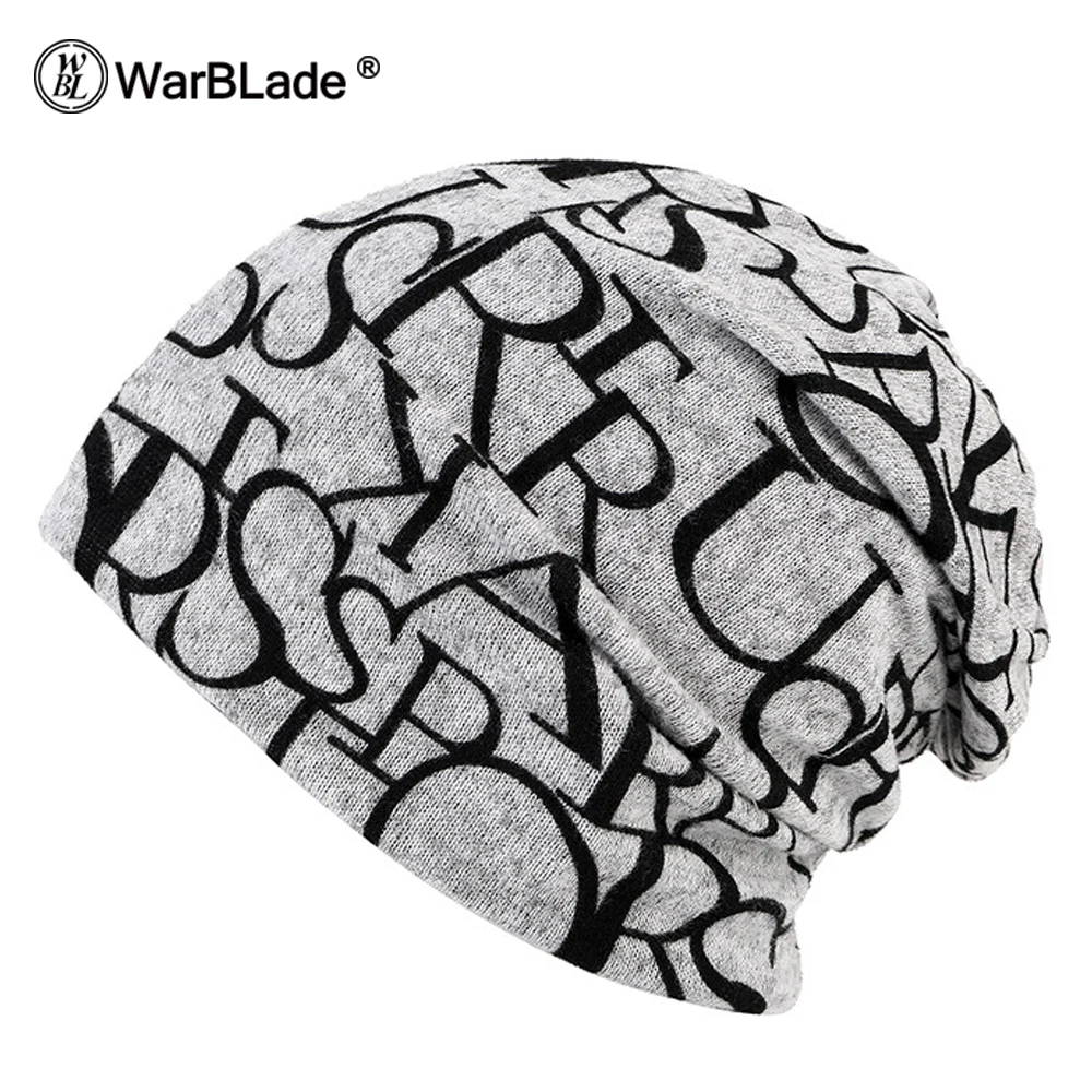 1 PC Fashion New Women Spring Autumn Causal Beanies Scarf Star Letter Pattern Female Warm Hat Caps 3 Usages Headwear