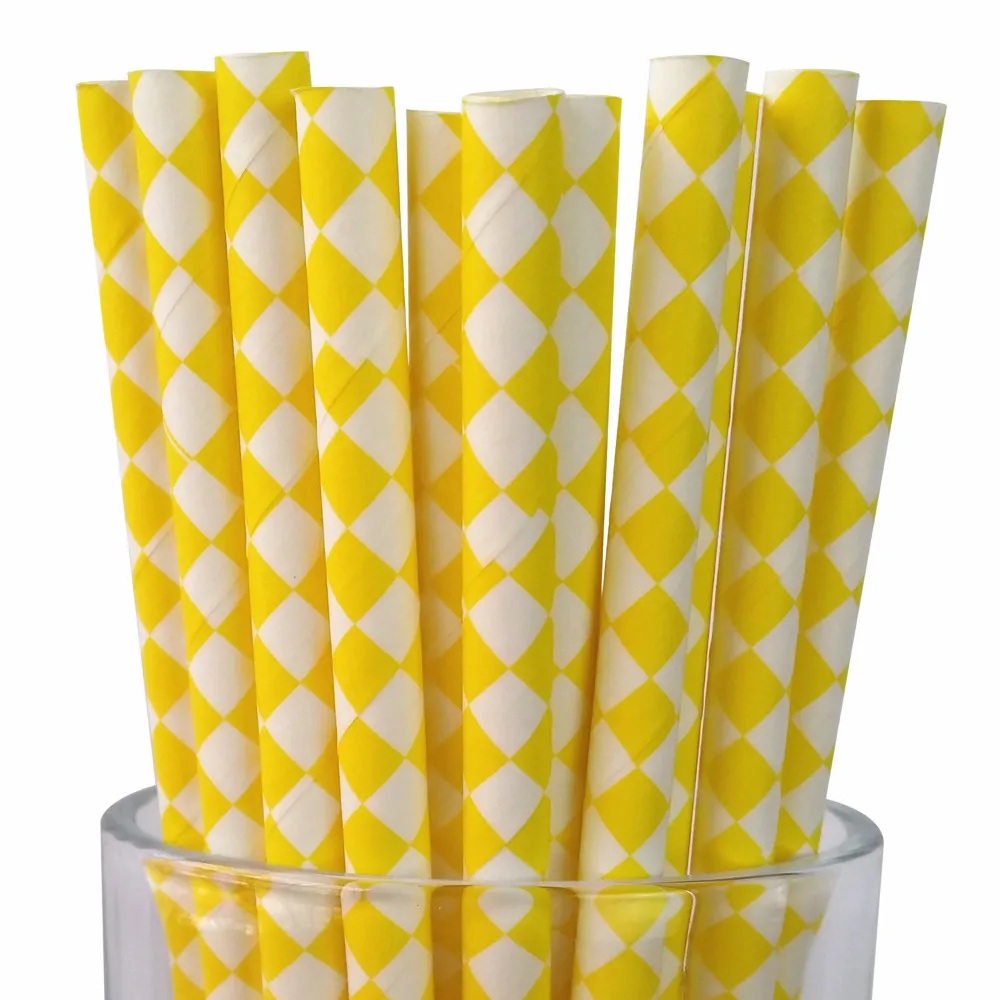 New 100Pcs (25Pcs/Pkg) 18 Designs  Harlequin  Paper Straws For Kids Birthday Wedding Decoration ,Party Event Supply.