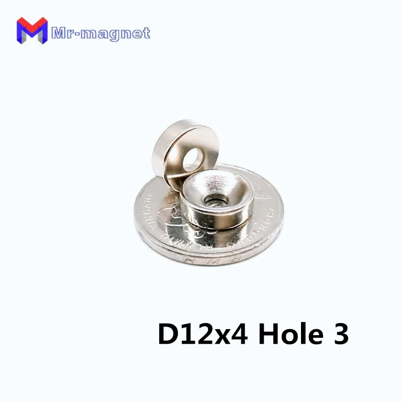 

100pcs 12x4 hole: 3mm magnet countersunk ring 12x4-3 magnets 12mmx4mm Hole: 3mm rare earth N35 12*4 hole 3mm magnet 12x4-3mm