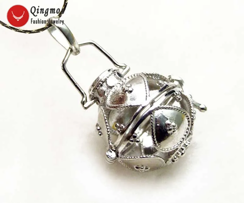 

Qingmos Trendy White Cage Pendant Necklace for Women with 20*24mm Cage White Shell Pearl 17" Silver Plated Chain Necklace n6394