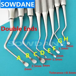 Cuchara de excavadora para limpieza Dental, instrumento de acero inoxidable de doble punta, cuidado bucal, cavitación restauradora, Compos cariosos