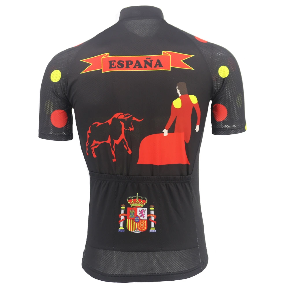 Spanish Retro Men's Cycling Jersey Short Sleeve Circular Pattern Team Bicycle Sportswear Summer Breathable Custom Triathlon