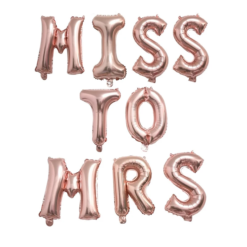 Chicinlife 9Pcs 16inch Miss To Mrs Letter Foil Balloons Bachelorette Party Bridal Shower Engagement Wedding Bride Decor Supplies