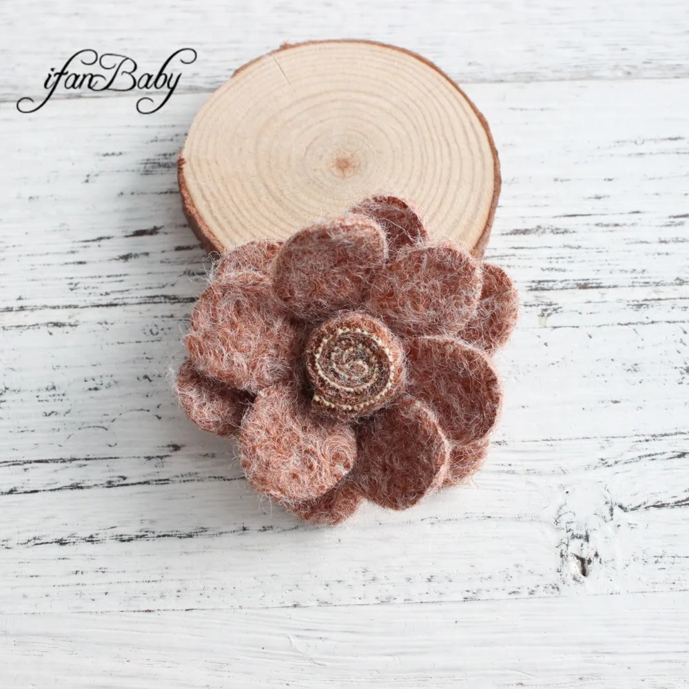 Flat back Soft warmer wool flowers with Lollipop in center perfect for DIY hair flowers headband hair accessories felt flower