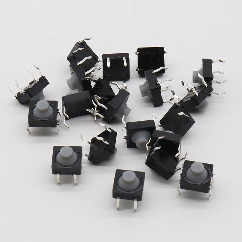 20pcs/lot 8x8x5MM 4PIN G77 Conductive Silicone Soundless Tactile Tact Push Button Micro Switch Self-reset