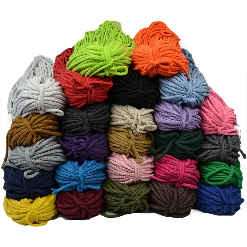 New 5mm DIY Hand Woven Cotton Rope 8 Strands Of Colored Cotton Rope 100% Cotton Cord Decoration Rope Drawstring Rope 26 Colors