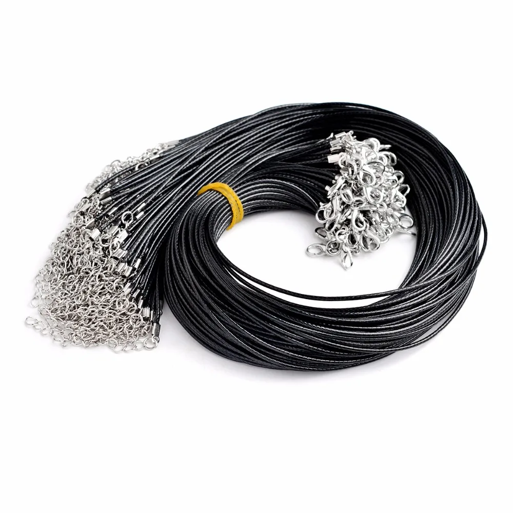 EUDORA 1.5mm Black Wax Leather Rope Chain Harmony Bola Chain 30'' 45'' for your Choose Fashion Jewelry Necklace Chains Cord