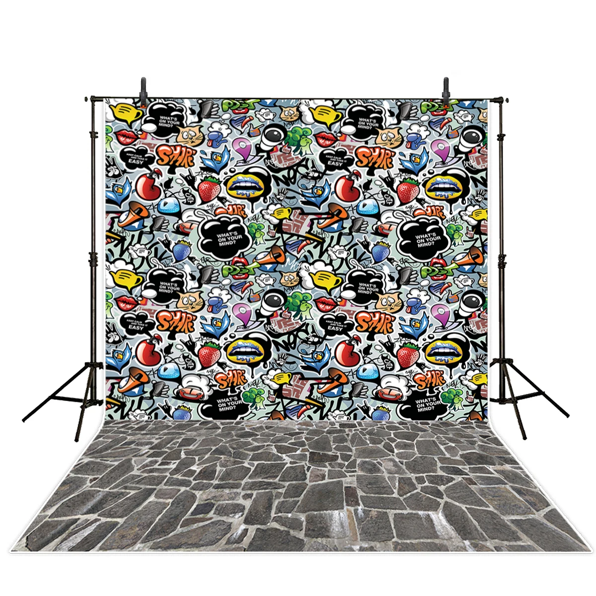 Allenjoy-fondo fotográfico de Graffiti street para niños, telones de fondo de vinilo de personajes específicos de dibujos animados digitales