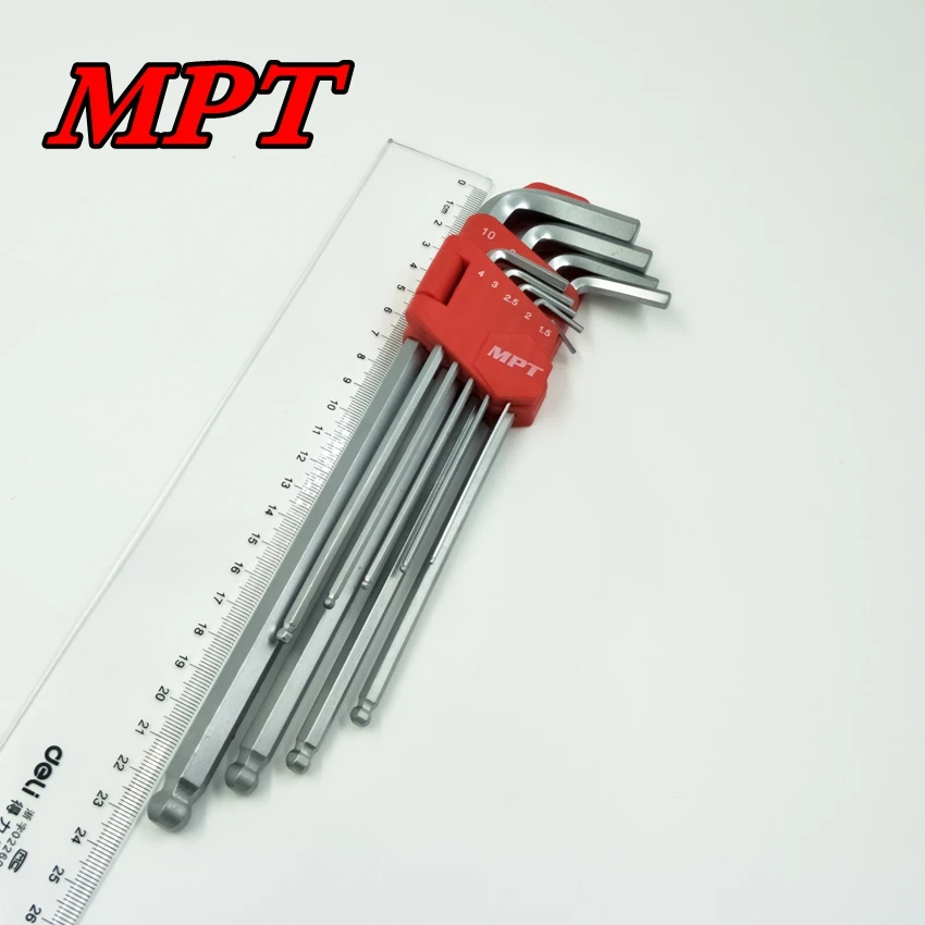 MPT 9-Piece Extra-lungo Braccio Palla End Chiave Esagonale Set T10-T50 Allen Wrench Set