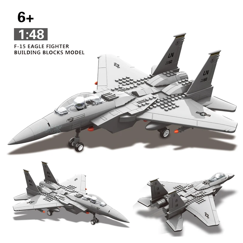 Military Series 270Pcs F-15 Eagle Fighter 593Pcs V-22 Building Blocks Assembly MOC Airplane Model Bricks Toys For Children Gifts