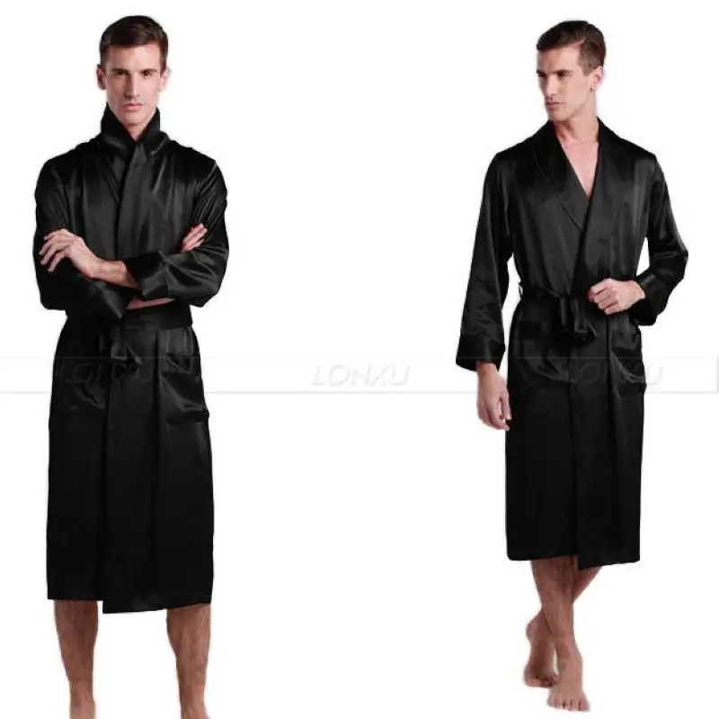 Mens Silk Satin Pajamas Pajama Pyjamas Robe Robes Bathrobe Nightgown Loungewear U.S.S,M,L,XL,2XL,3XL Plus __5Colors