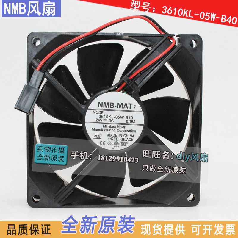 

NEW NMB-MAT Minebea 3610KL-05W-B40 9225 9CM 24V 0.16a Double Ball bearing Frequency converter cooling fan