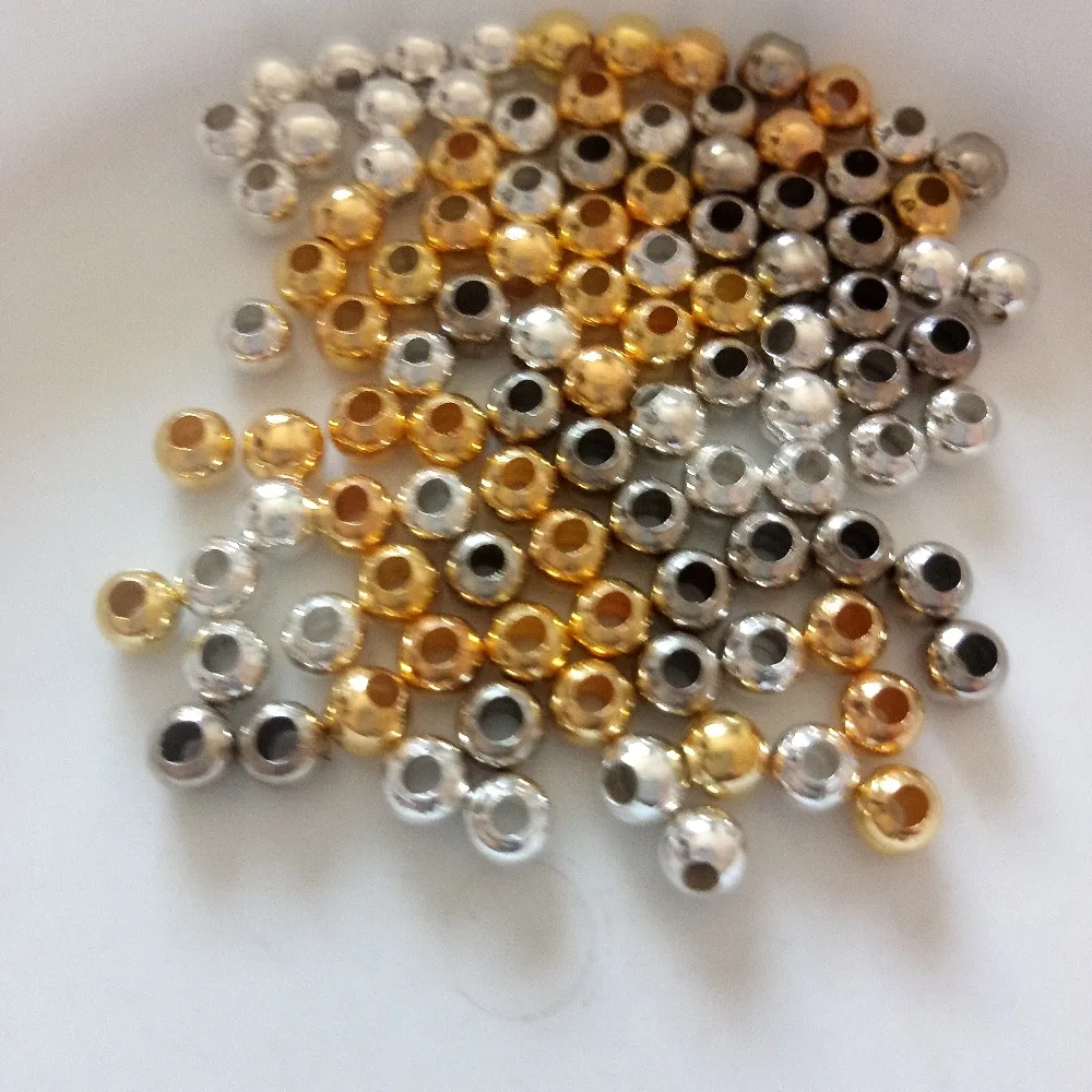 

Hot 500pcs 4mm/6mm/8mm Large Hole Beads Hollow Glossy Beads Round Diy Bracelets Necklace Jewelry Finding