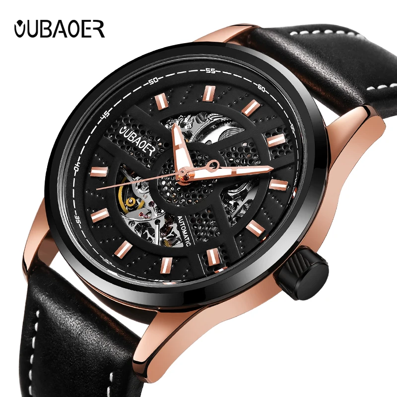 

2017 OUBAOER brand watches men sports fashion skeleton wristwatches automatic mechanical watch relogio masculino erkek saat