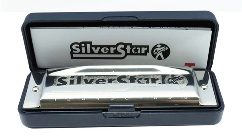 International Hohner Harmonica Silver Star 10 Holes Gaita Diatonic key C Blues Jazz band mouth organ Instrumentos musicais harp