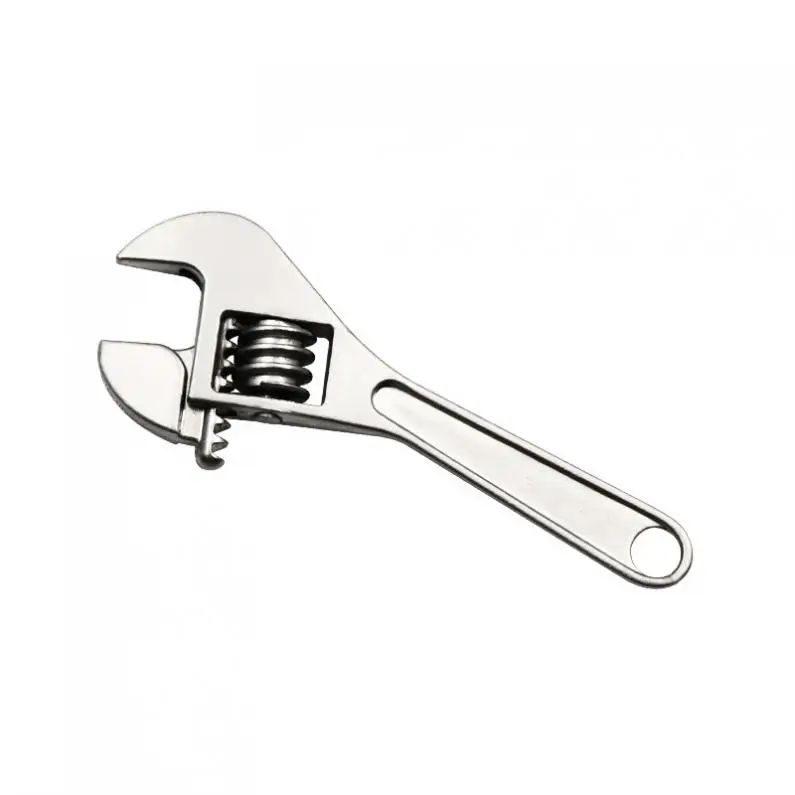Silver Zinc Alloy Portable Mini Adjustable Wrench Keychain with Chain Decoration for Removing Small Parts