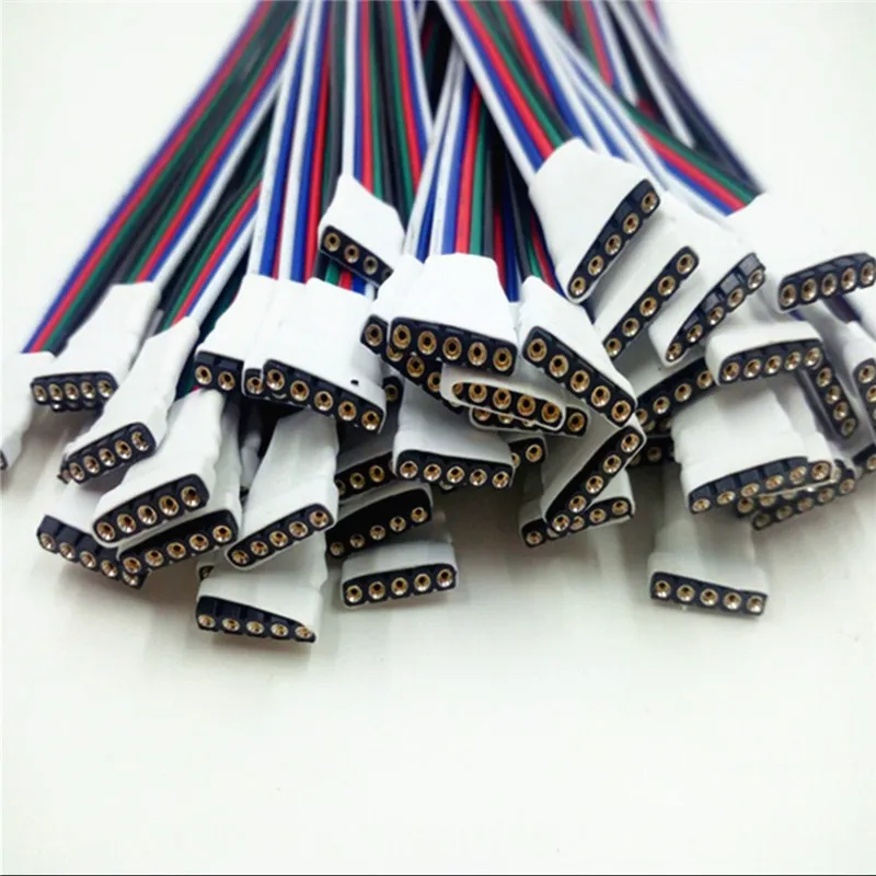 4 pin RGB Connector 5 Pin RGBW Connector Male +Female LED Strip Needle Connector Welding Cable For 5050 3528 RGB RGBW LED Strip
