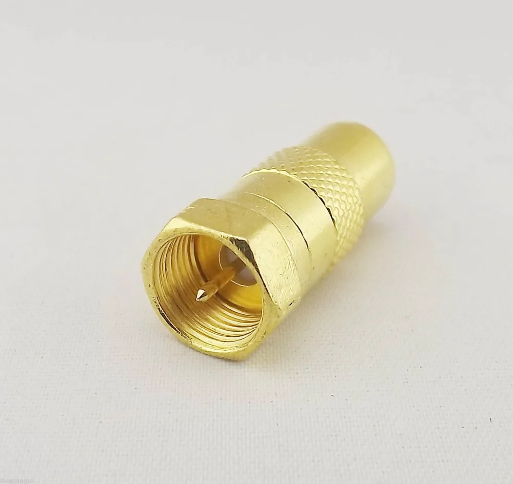 1pcs Gold F Male Plug To PAL TV Male Straight Coaxial Cable RF Adapter Connector