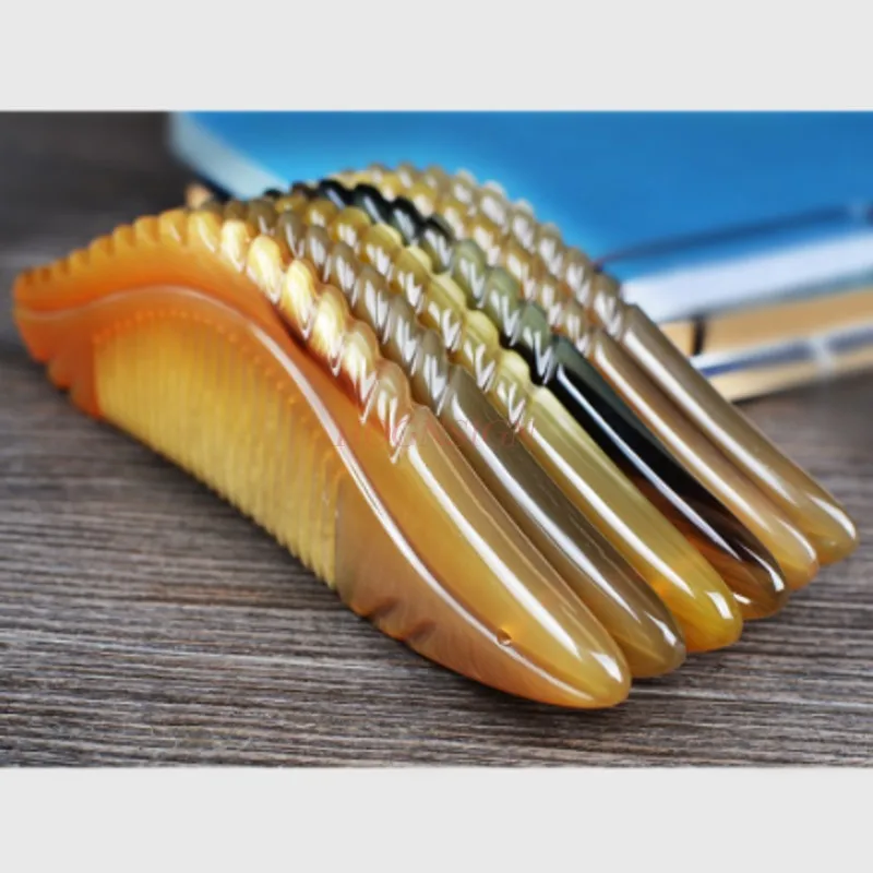 Natural Yak Horn Comb Anti Love Female Shun Long Hair Loss Pure Massage Genuine Yellow White Buffalo Combs Hairdressing Sale