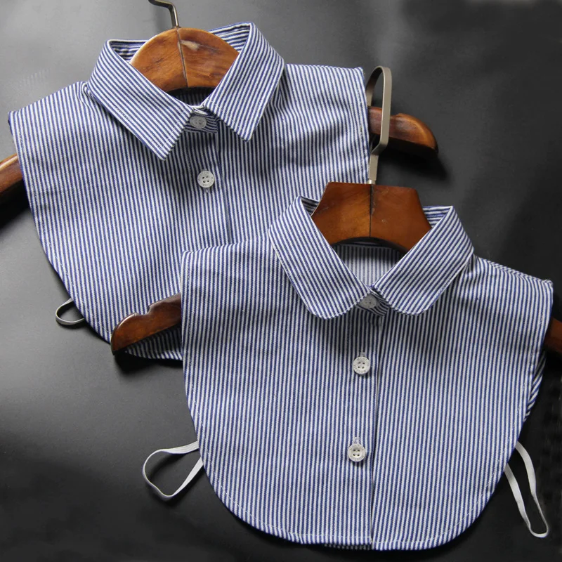 

Shirt Fake Collar Fashion Women Blue Stripes Autumn Winter Collocation Shirt False Collar Detachable Collar