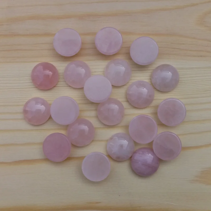 Fashion 50pcs Quartz Rose natural stone Cabochon bead no hole 6 8 10 12 14 16 18 20 MM Single arc jewelry charm Ring accsories