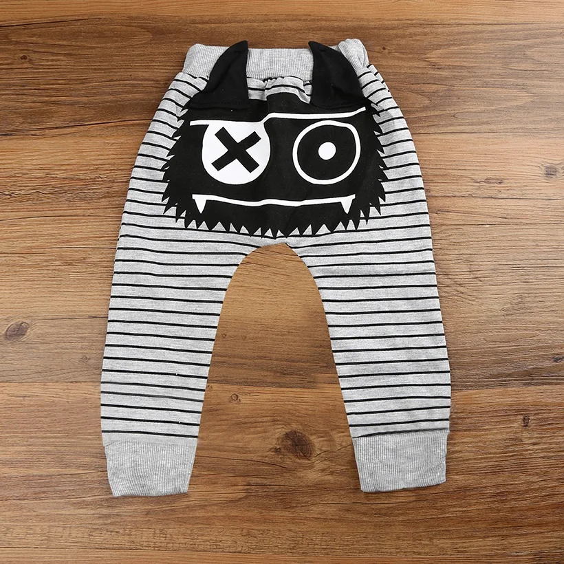 Cute Fashion Baby PP Pants Terry Wolf Animal Monster Boys Trousers Stripe Children Clothes Cross Newborn Underpants 0-2Year