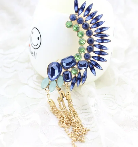KMVEXO New Ear Type 2019 Luxury Punk Cool Crystal Gem Gold Color Earring Earcuff Vintage Earrings Clip On Earrings For Women