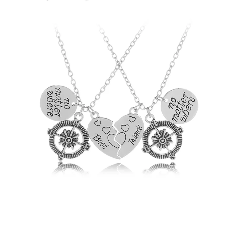 Set of 2/3/4 Best Friends Necklace Couples Paired Necklaces Pendants Unisex Lovers Valentine\'s Gift BFF Friendship Jewelry