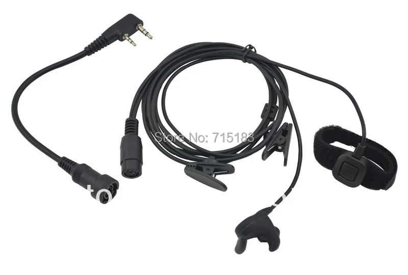 2-wired PRO Ear vibration Ear Bone w/cable control Finger PTT & MIC for Baofeng kenwood Wouxun Quansheng Weierwei HYT Puxing