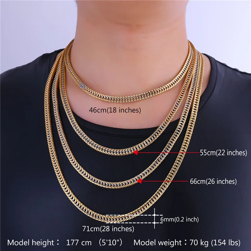 U7 Two Tone Gold Color Necklace Set Franco Chain Necklace Bracelet Men Jewelry Set Wholesale Punk Style S707