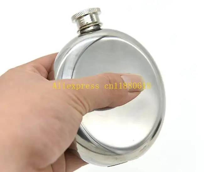 50pcs/lot Free Shipping Wholesale 5 oz Round Stainless Steel Portable Hip Flask  5 Ounce