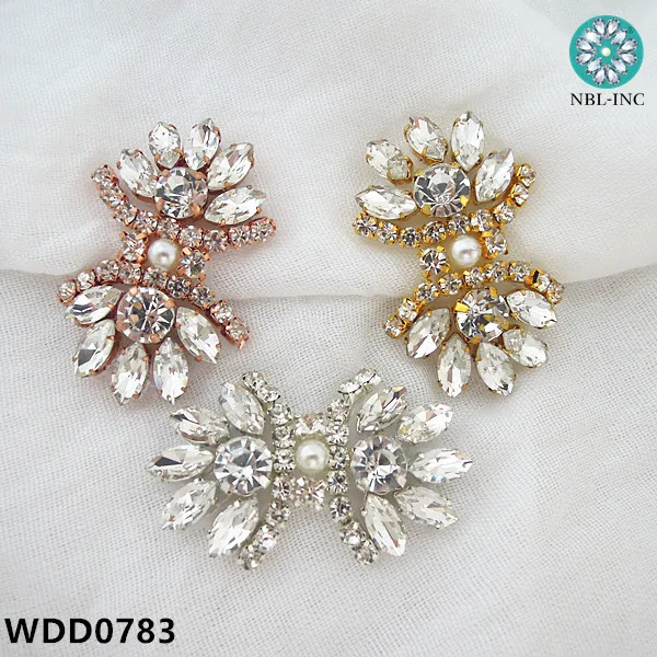 (100PCS) Wholesale hand beaded clear crystal rhinestone applique patch for wedding dresses WDD0783