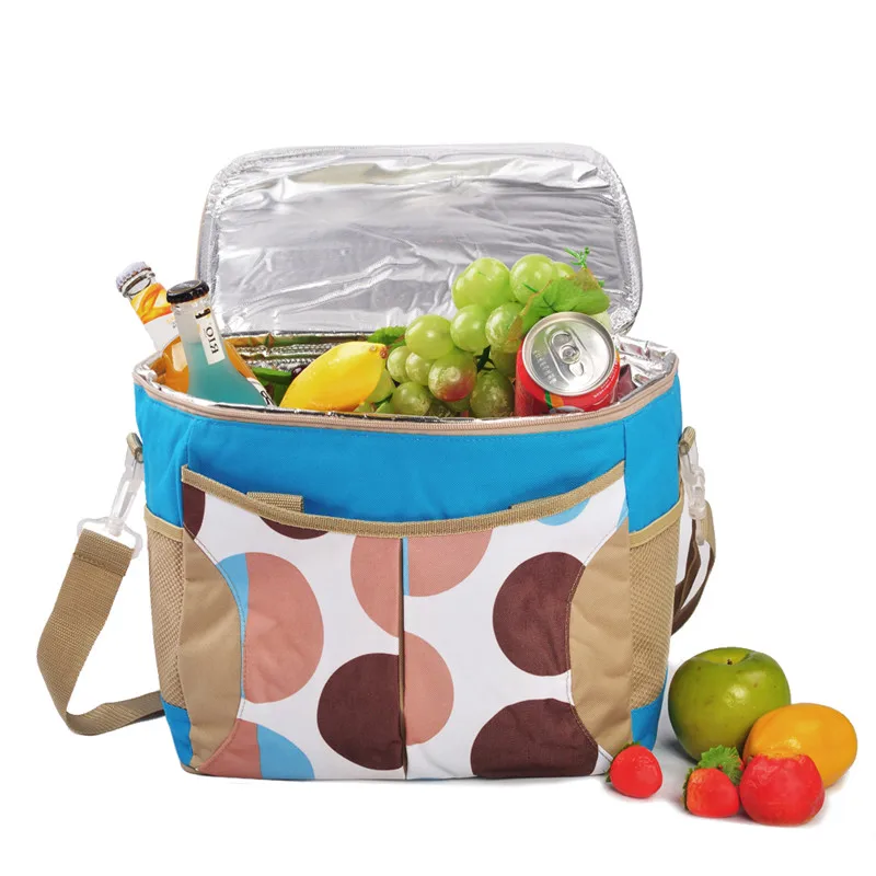 Insulation Handbag Polka Dot Top Grade Waterproof Portable Fabric Thermal Cooler Ice Bag Car Trunk Freezer Men suitcase Picnic