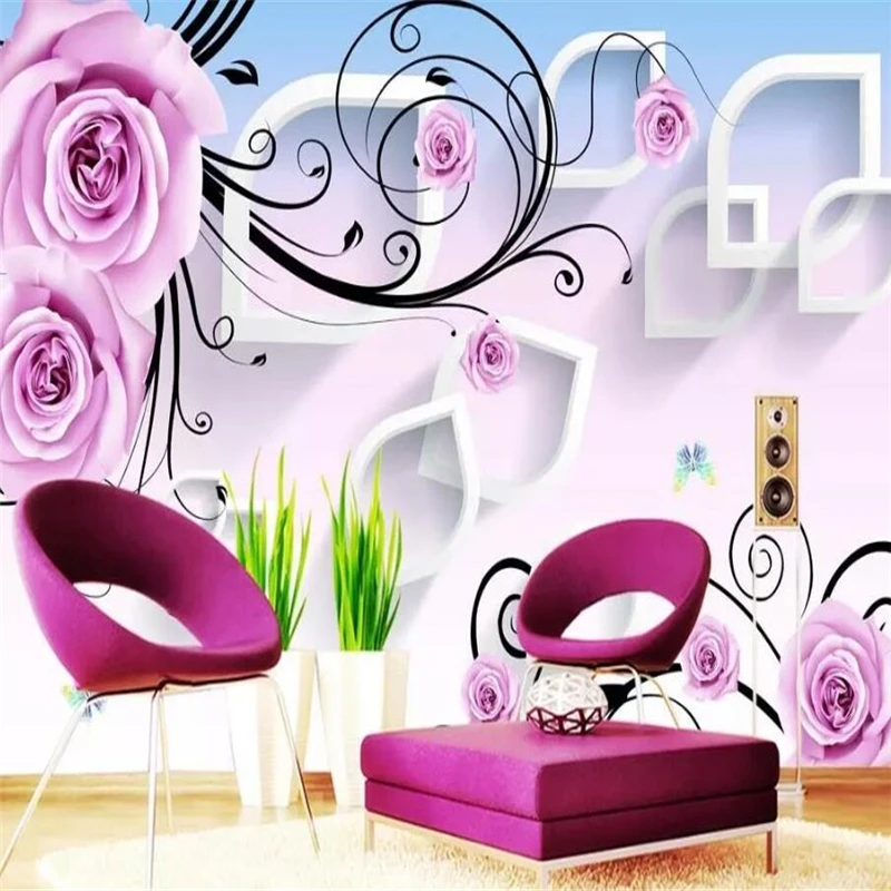 

Decorative wallpaper Rose 3D diamond background wall painting