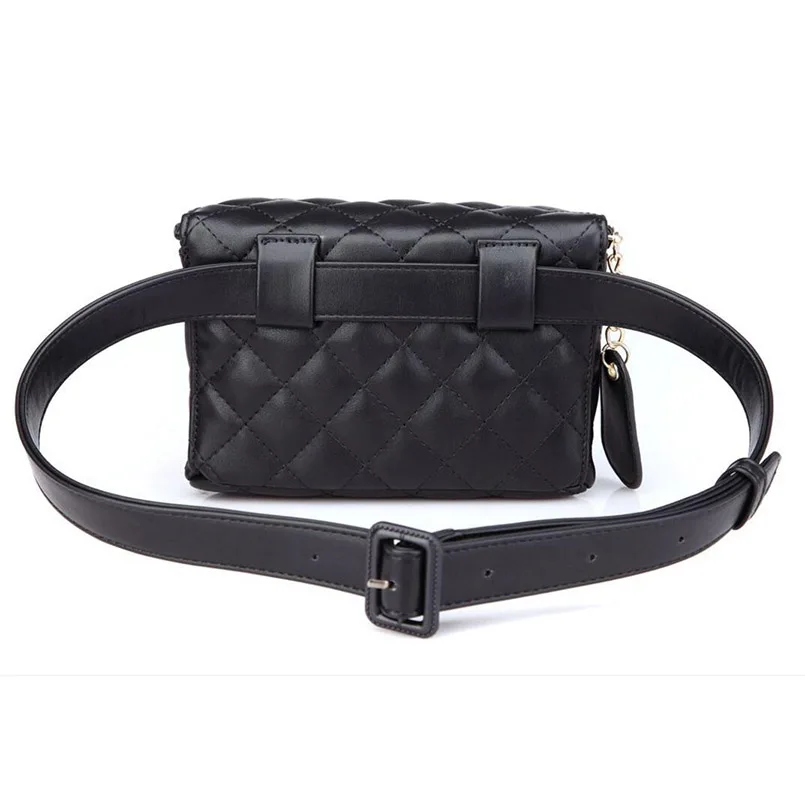 Simple Fashion Waist Bags For Women Black Plaid Fanny Pack Female Belt Bags High Quality Women Phone Pouch Wallet