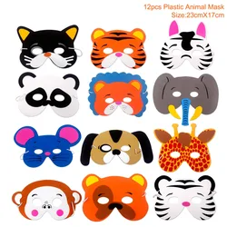 12pcs Party Mask forniture per feste di compleanno maschere per animali in schiuma EVA Cartoon Kids Party Dress Up Costume Zoo Jungle Mask Party Decor