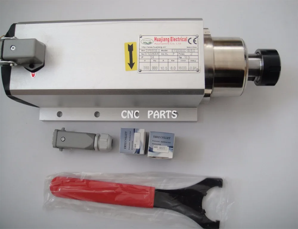 6KW  air cooling spindle square ER32 AC380V 18000rpm air-cooled spindle motor 300HZ 10.5A