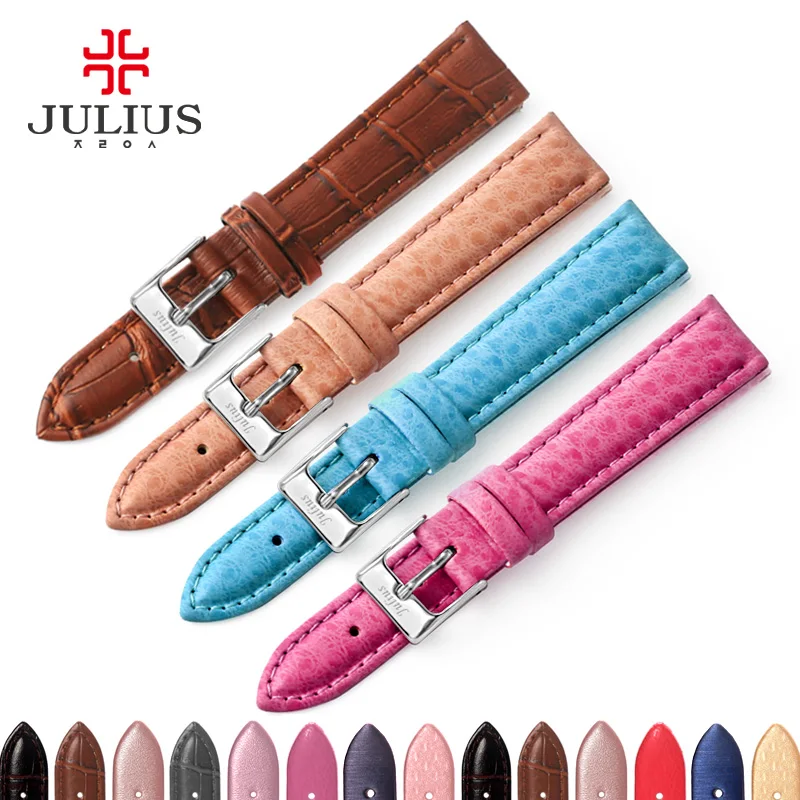 Watch Strap Genuine Leather Watchbands Julius Original Belt 8mm 10mm 12mm 14mm 16mm 18mm 20mm 22mm 24mm