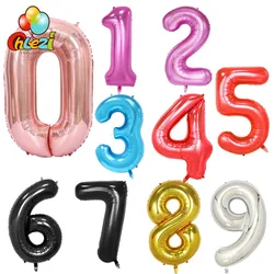 1pc 40 zoll Rosa Rose Gold Silber Folie Anzahl Ballons Geburtstag Hochzeitstag Party Dekoration Schwarz Rot Helium Globos