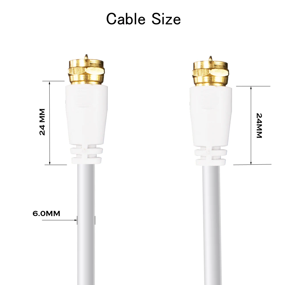 Digizulu F Type Antenna Cable RG6 Coaxial Cord for TV Fly Lead Aerial Male to Male  RF Cord for Satellite CCTV HDTV