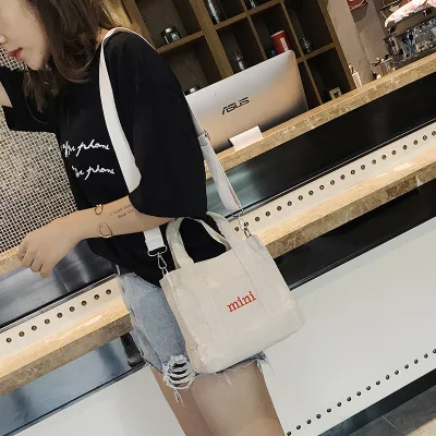 NEW Mini Cloth Shoulder Crossbody Bag Canvas Student Messenger Bags Girl Embroidery Handbags Cross Body Satchel Outside Pocket