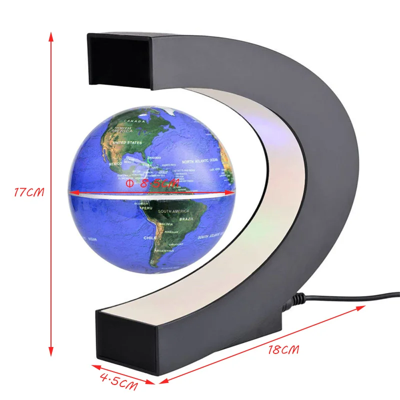 Luz de globo de levitación magnética flotante, mapa del mundo electrónico, lámpara de mesa levitante antigravedad, decoración del hogar, luces