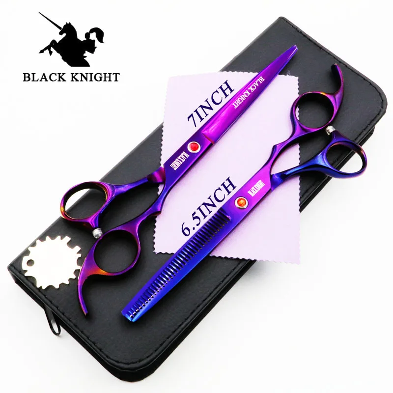 

BLACK KNIGHT Hair scissors Cutting 7 INCH + Thinning 6.5 INCH Professional Shears Hairdressing Barber Purple Pet Scissors